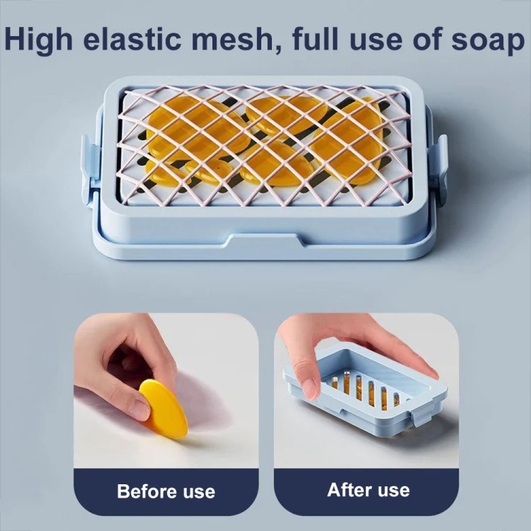 4pcs /Pack Multifunctional High Elastic Mesh Anti-slip Drain Foaming Soap Box(Pink) - Image 7