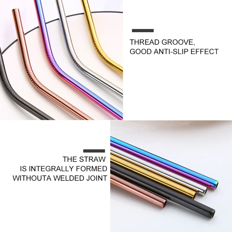 4pcs Reusable Stainless Steel Drinking Straw + Cleaner Brush Set Kit,  215*8mm(Colour) - Image 11