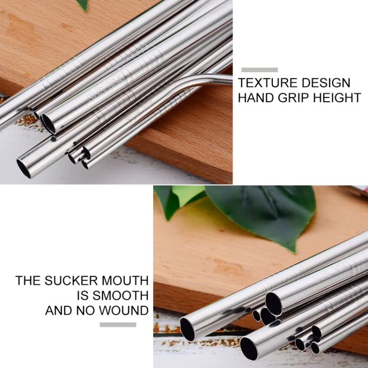 4pcs Reusable Stainless Steel Drinking Straw + Cleaner Brush Set Kit,  266*6mm(Black) - Image 10