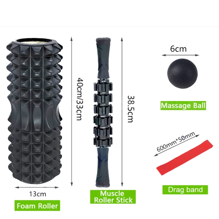 4pcs/set Crescent Hollow Foam Roller Yoga Column Set Fitness Muscle Relaxation Massager Set(45cm Blue) - Image 3