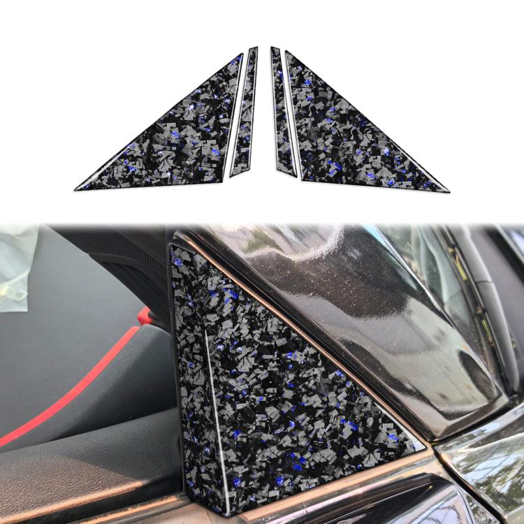 4pcs/Set Forged Gold Foil Carbon Fiber Car Outside A-pillar Decorative Sticker for Chevrolet Corvette C8 2020-, Left and Right Driver(Blue)