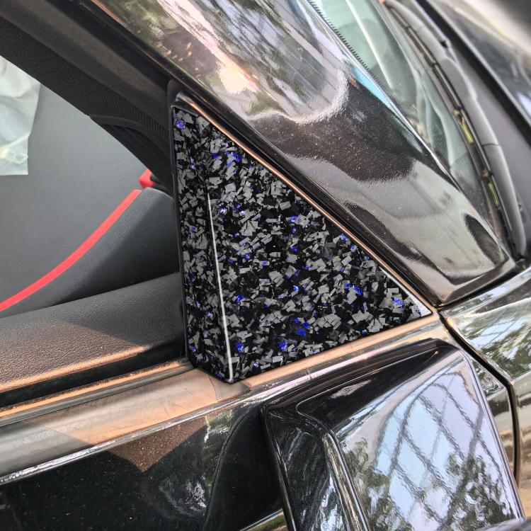 4pcs/Set Forged Gold Foil Carbon Fiber Car Outside A-pillar Decorative Sticker for Chevrolet Corvette C8 2020-, Left and Right Driver(Blue) - Image 3