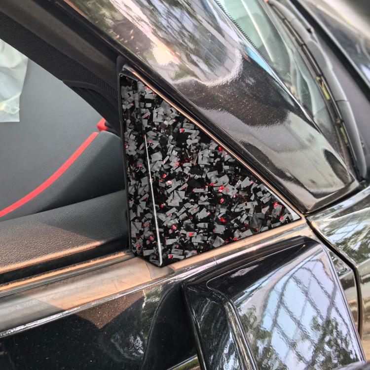 4pcs/Set Forged Gold Foil Carbon Fiber Car Outside A-pillar Decorative Sticker for Chevrolet Corvette C8 2020-, Left and Right Driver(Red) - Image 3