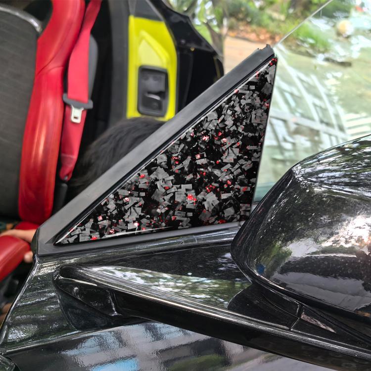 4pcs/Set Forged Gold Foil Carbon Fiber Car Outside A-pillar Decorative Sticker for Chevrolet Corvette C8 2020-, Left and Right Driver(Red) - Image 4