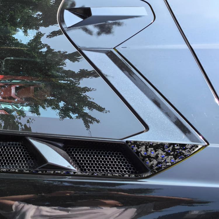 4pcs/Set Forged Gold Foil Carbon Fiber Car Roof Engine Vents Decorative Sticker for Chevrolet Corvette C8 2020-, Left and Right Driver(Blue) - Image 3