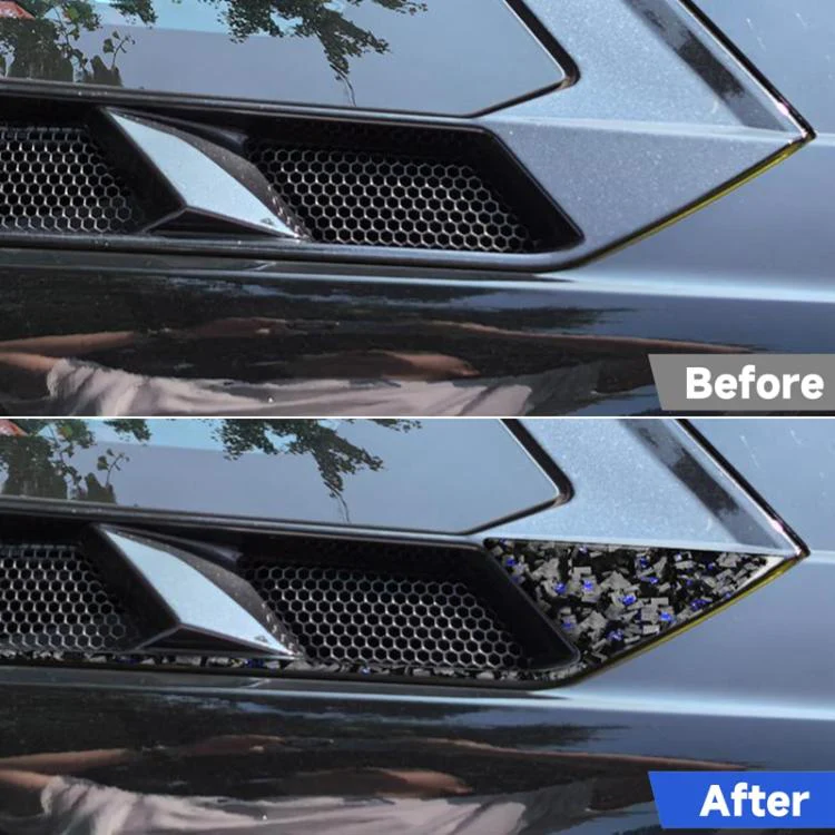 4pcs/Set Forged Gold Foil Carbon Fiber Car Roof Engine Vents Decorative Sticker for Chevrolet Corvette C8 2020-, Left and Right Driver(Blue) - Image 5