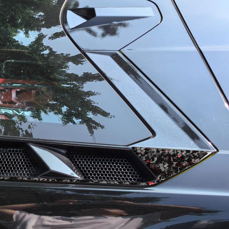 4pcs/Set Forged Gold Foil Carbon Fiber Car Roof Engine Vents Decorative Sticker for Chevrolet Corvette C8 2020-, Left and Right Driver(Red) - Image 3