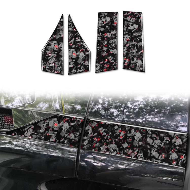 4pcs/Set Forged Gold Foil Carbon Fiber Car Roof Sides Decorative Sticker for Chevrolet Corvette C8 2020-, Left and Right Driver(Red)