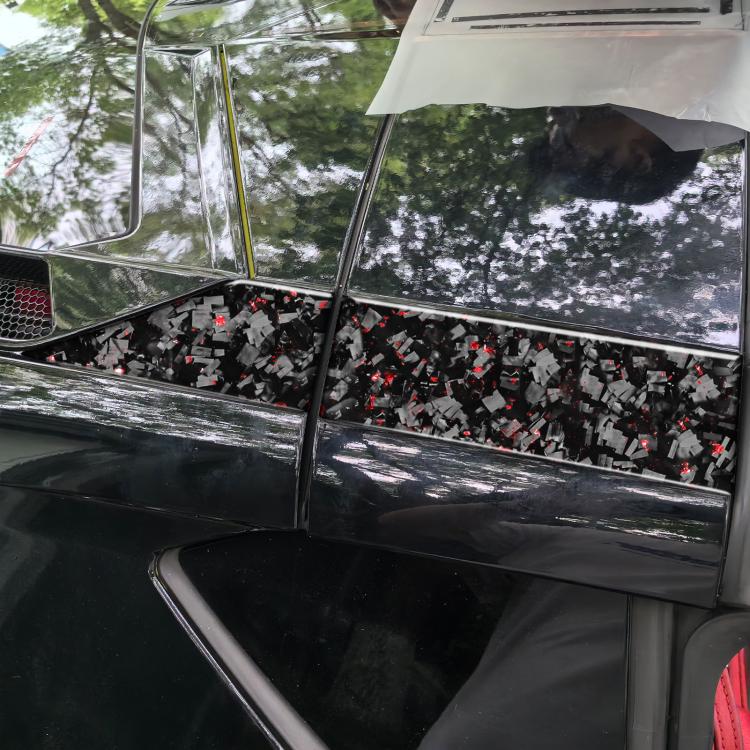 4pcs/Set Forged Gold Foil Carbon Fiber Car Roof Sides Decorative Sticker for Chevrolet Corvette C8 2020-, Left and Right Driver(Red) - Image 3