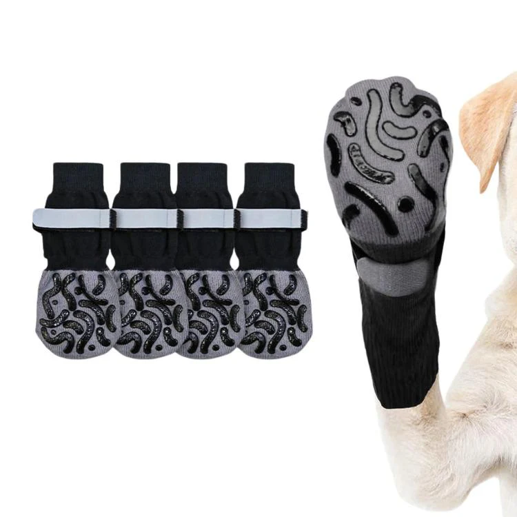 4pcs / Set Outdoor Silent Pet Socks For Medium & Large Dogs, Non-Slip Pet Paw Socks, Size: L(Luminous Black Geometry) - Image 2
