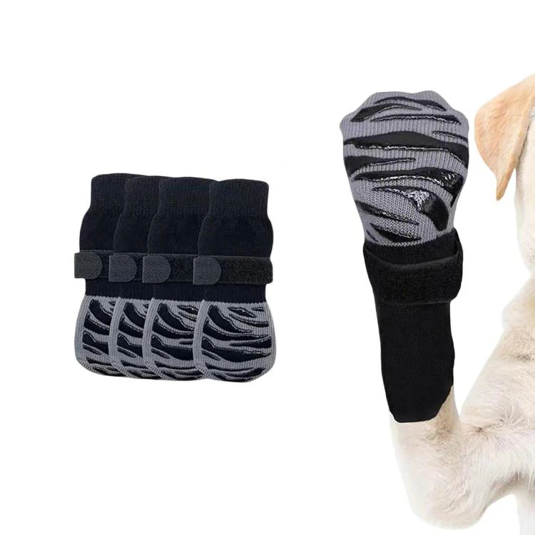 4pcs / Set Outdoor Silent Pet Socks For Medium & Large Dogs, Non-Slip Pet Paw Socks, Size: M(Stripes) - Image 2