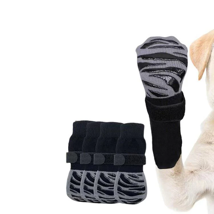 4pcs / Set Outdoor Silent Pet Socks For Medium & Large Dogs, Non-Slip Pet Paw Socks, Size: S(Stripes) - Image 2