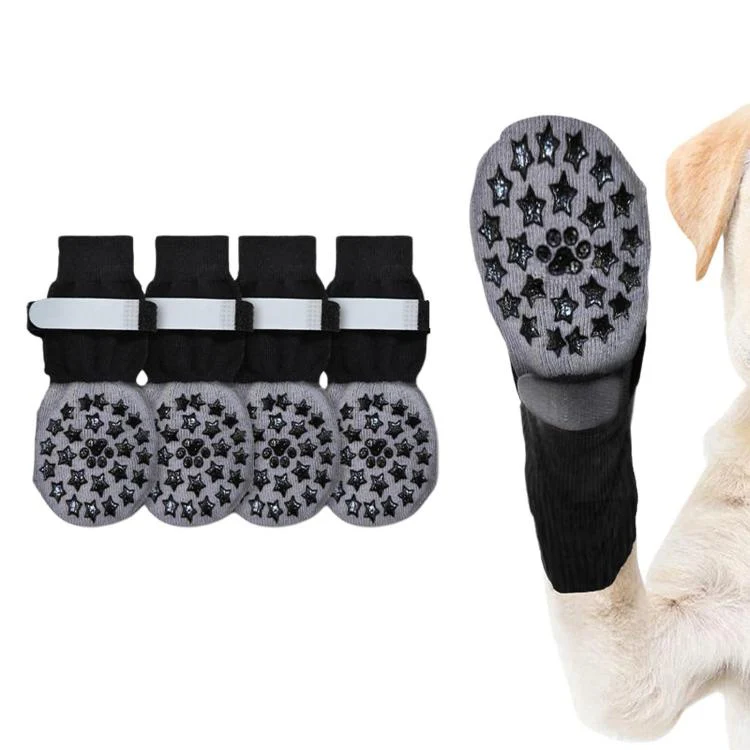 4pcs / Set Outdoor Silent Pet Socks For Medium & Large Dogs, Non-Slip Pet Paw Socks, Size: XL(Luminous Claw-print Stars) - Image 2