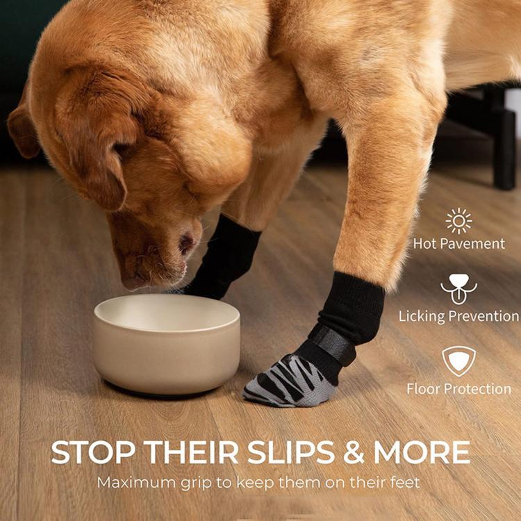 4pcs / Set Outdoor Silent Pet Socks For Medium & Large Dogs, Non-Slip Pet Paw Socks, Size: XS(Stripes) - Image 5