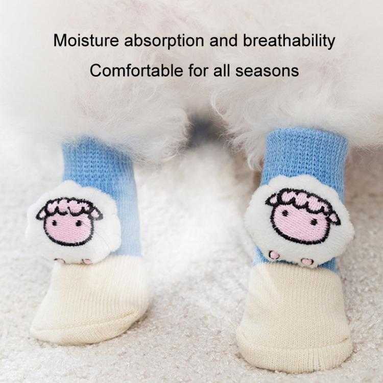 4pcs /Set Pet Dog Socks For Teddy Non-slip Anti-Scratch Anti-Dirty 3D Dolls Socks Dog Shoes, Size: S(Small Fish) - Image 5