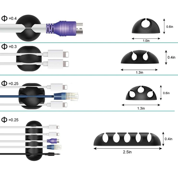 4pcs Zipper Ties Cord Management Organizer Kit Cable Sleeve With Zipper Cable Clip - Image 2