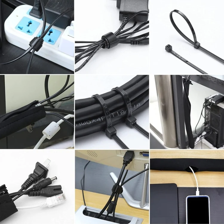 4pcs Zipper Ties Cord Management Organizer Kit Cable Sleeve With Zipper Cable Clip - Image 5