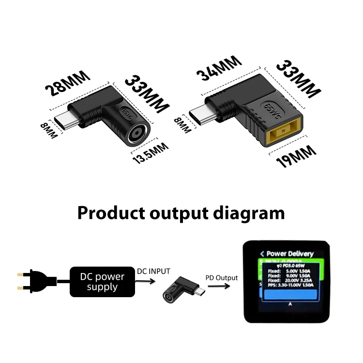 5.5x1.7mm 65W DC Input to USB-C / Type-C PD Power Adapter - Image 3