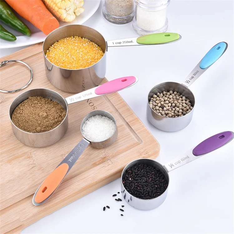 5 in 1 Stainless Steel Measuring Spoon Set Coffee Spoon Baking Kitchen Gadget, Style:Measuring Cup(Color) - Image 2