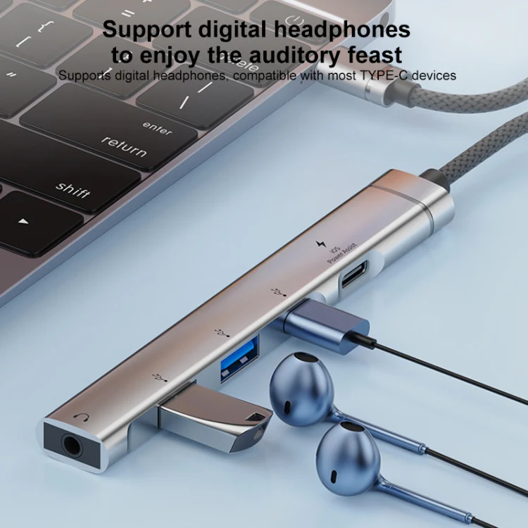 5 in 1 USB-C / Type-C Interface Multi-function HUB Adapter(Silver) - Image 11