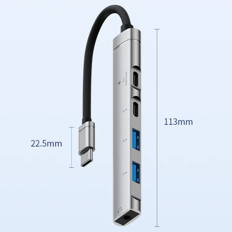 5 in 1 USB-C / Type-C Interface Multi-function HUB Adapter(Silver) - Image 4