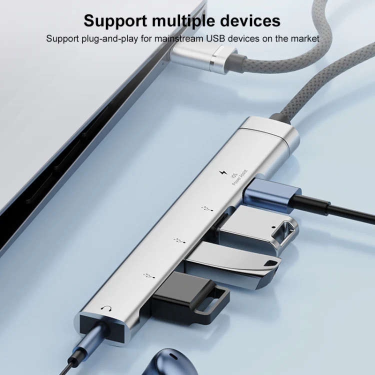 5 in 1 USB-C / Type-C Interface Multi-function HUB Adapter(Silver) - Image 9