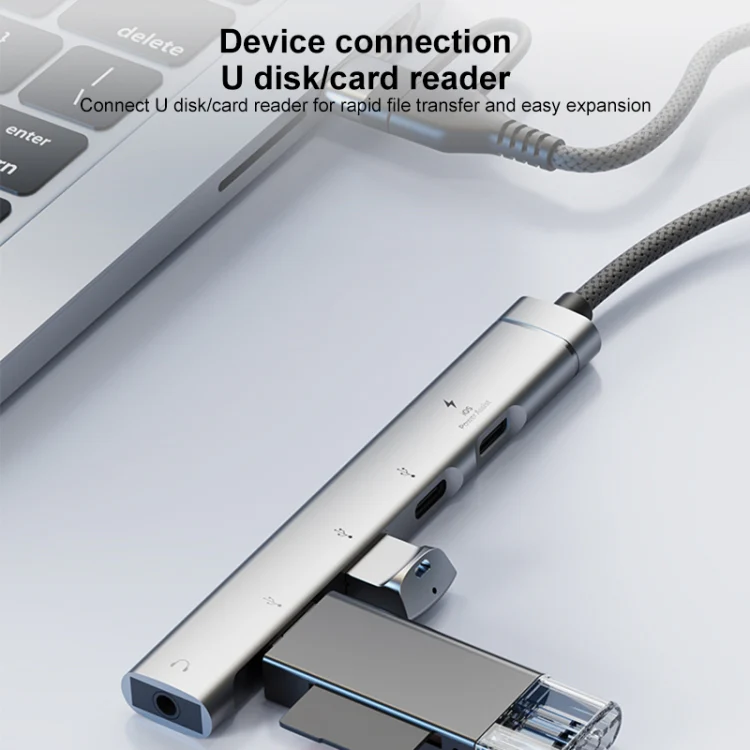 5 in 2 Multi-function HUB Adapter, Interface:USB-C / Type-C + 8 Pin(Silver) - Image 6