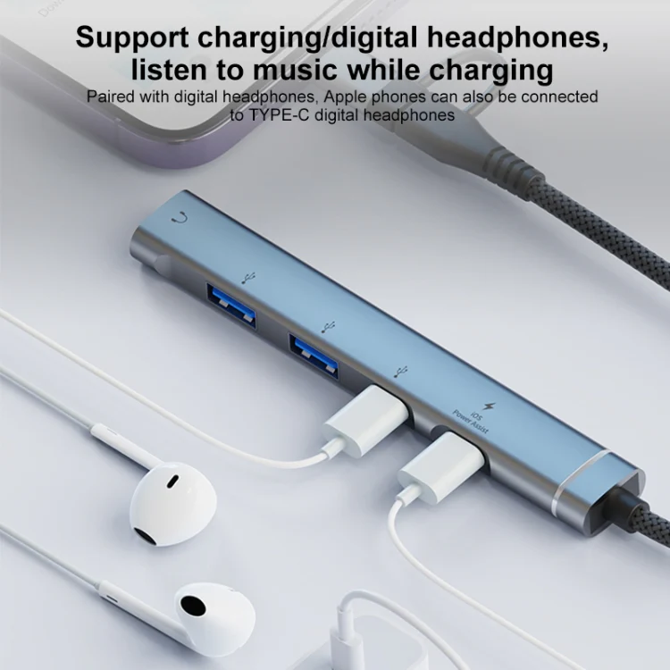5 in 2 Multi-function HUB Adapter, Interface:USB-C / Type-C + 8 Pin(Silver) - Image 9