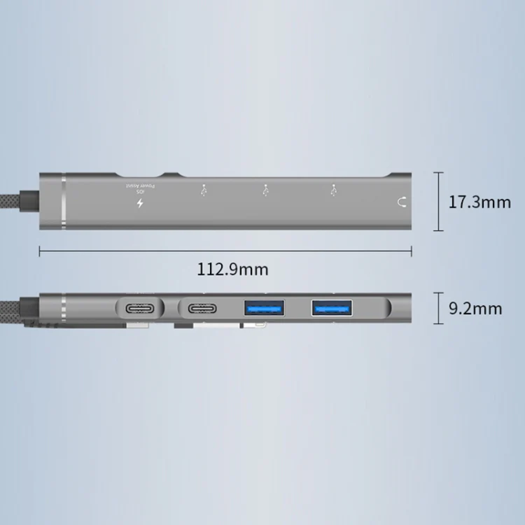 5 in 2 Multi-function HUB Adapter, Interface:USB-C / Type-C + USB-A(Silver) - Image 2
