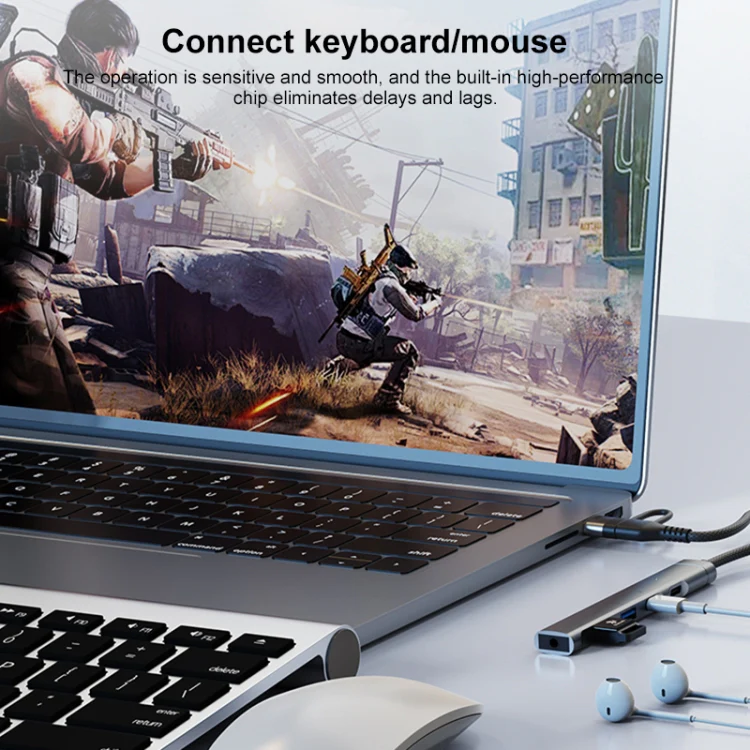 5 in 2 Multi-function HUB Adapter, Interface:USB-C / Type-C + USB-A(Silver) - Image 5