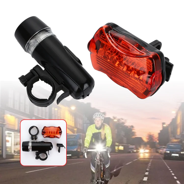 5 LED Water Resistant Bike Bicycle Head Light+ Rear Safety Flashlight - Image 13