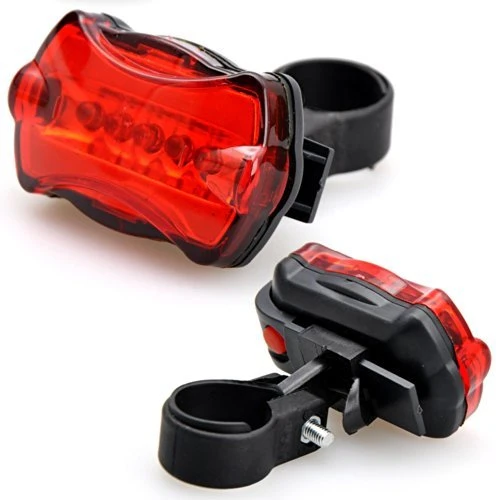 5 LED Water Resistant Bike Bicycle Head Light+ Rear Safety Flashlight - Image 6