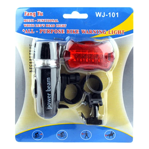 5 LED Water Resistant Bike Bicycle Head Light+ Rear Safety Flashlight - Image 9