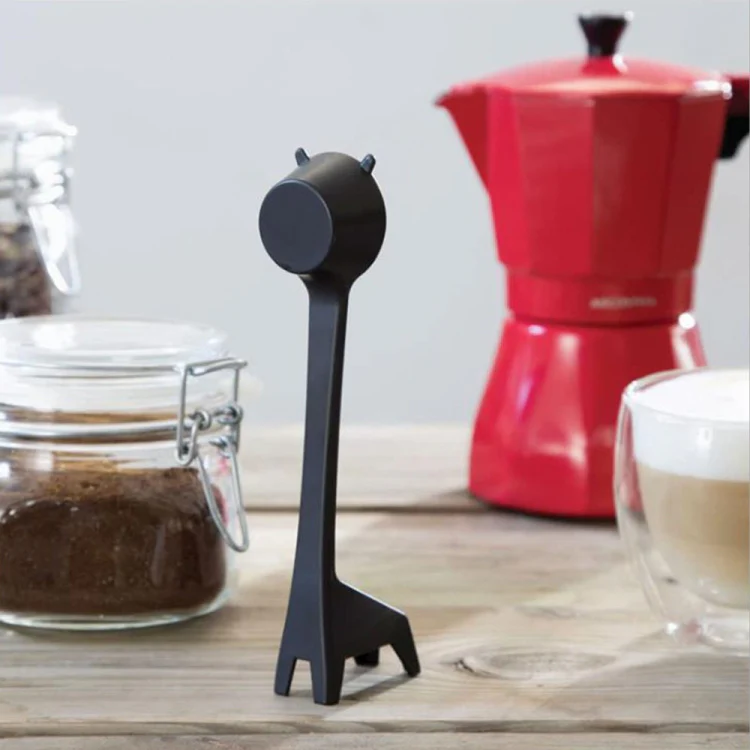5 PCS Cartoon Giraffe Shape Coffee Spoon Coffee Bean Powder Quantitative Spoon Metering Plastic Spoon(Black) - Image 2