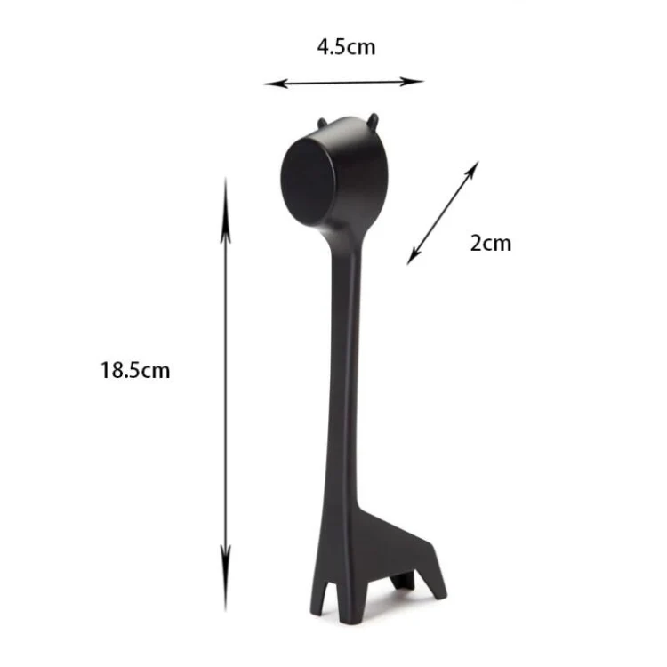 5 PCS Cartoon Giraffe Shape Coffee Spoon Coffee Bean Powder Quantitative Spoon Metering Plastic Spoon(Black) - Image 3