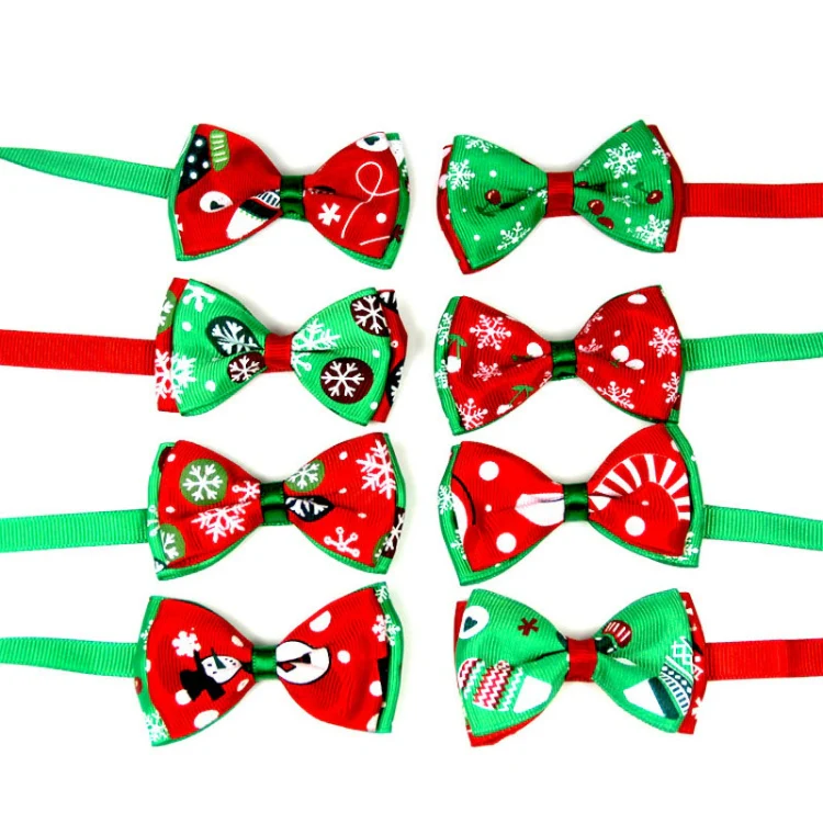 5 PCS Christmas Holiday Pet Cat Dog Collar Bow Tie Adjustable Neck Strap Cat Dog Grooming Accessories Pet Product(8x4x15cm) - Image 3