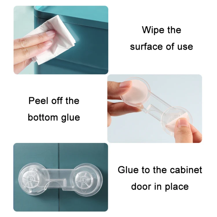 5 PCS Transparent +5 Pair Lock Children Drawer Anti-opening Cabinet Door Refrigerator Safety Lock - Image 4