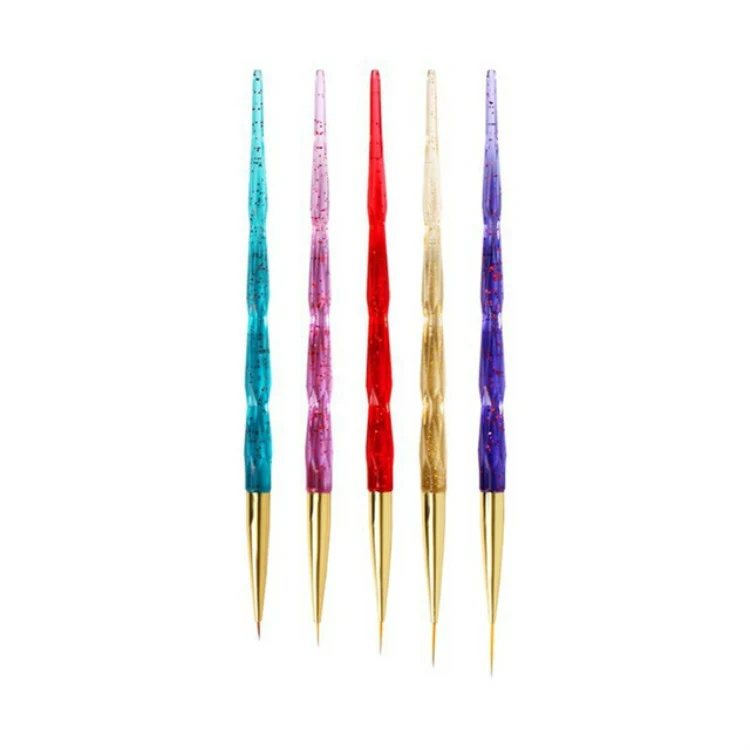 5 Piece/set Acrylic Phototherapy Nail Painting Flower Carved Crystal Pen Nail Pen - Image 2