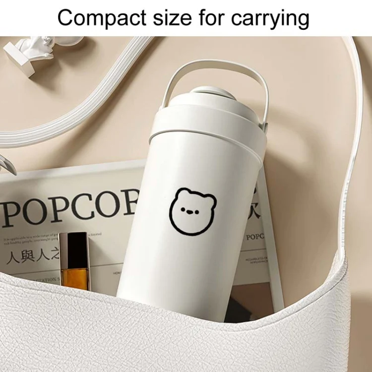 500ml 316 Stainless Steel Insulated Mug Portable Carry-On Dual Drink Coffee Cup With Straw(White) - Image 7