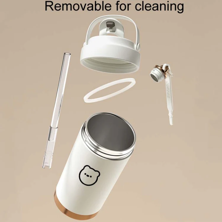 500ml 316 Stainless Steel Insulated Mug Portable Carry-On Dual Drink Coffee Cup With Straw(White) - Image 8