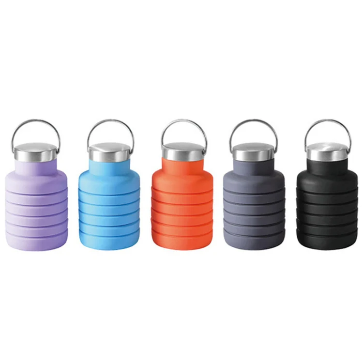 500ml Outdoor Sports Silicone Telescopic Cup Portable Foldable Travel Water Kettle(Orange Handle Lid) - Image 4