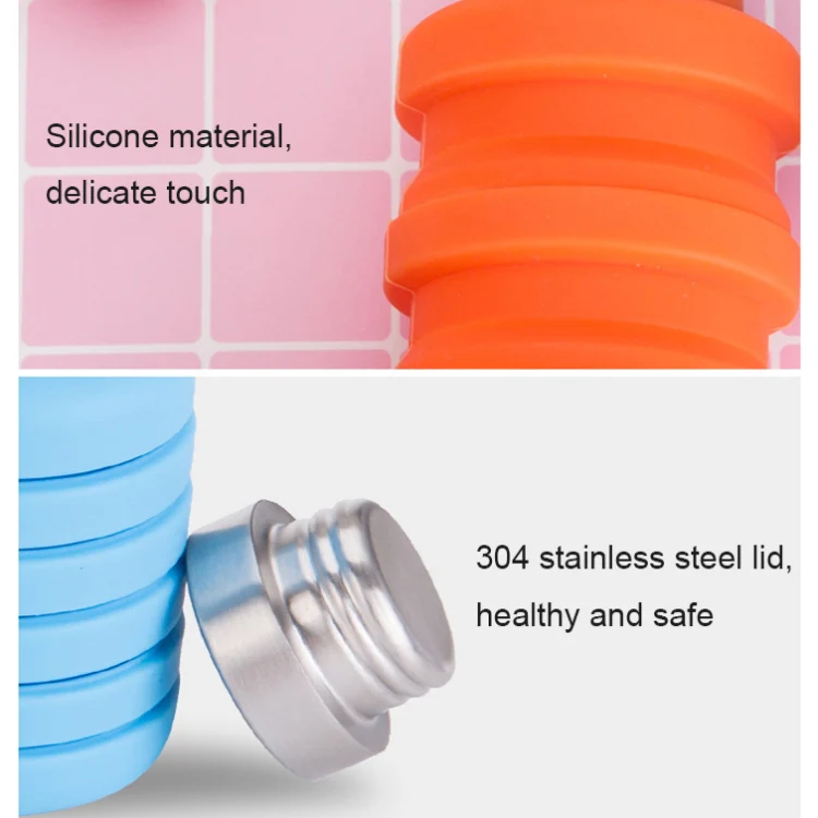 500ml Outdoor Sports Silicone Telescopic Cup Portable Foldable Travel Water Kettle(Purple Handle Lid) - Image 5