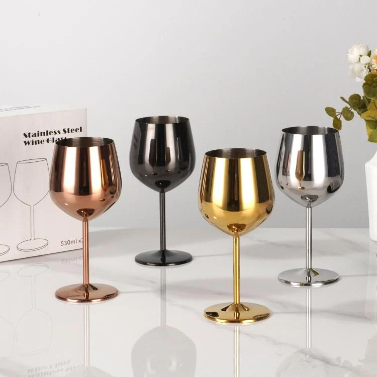 530ml Metal Stainless Steel Stemmed Champagne Wine Glass(Rose Gold) - Image 6