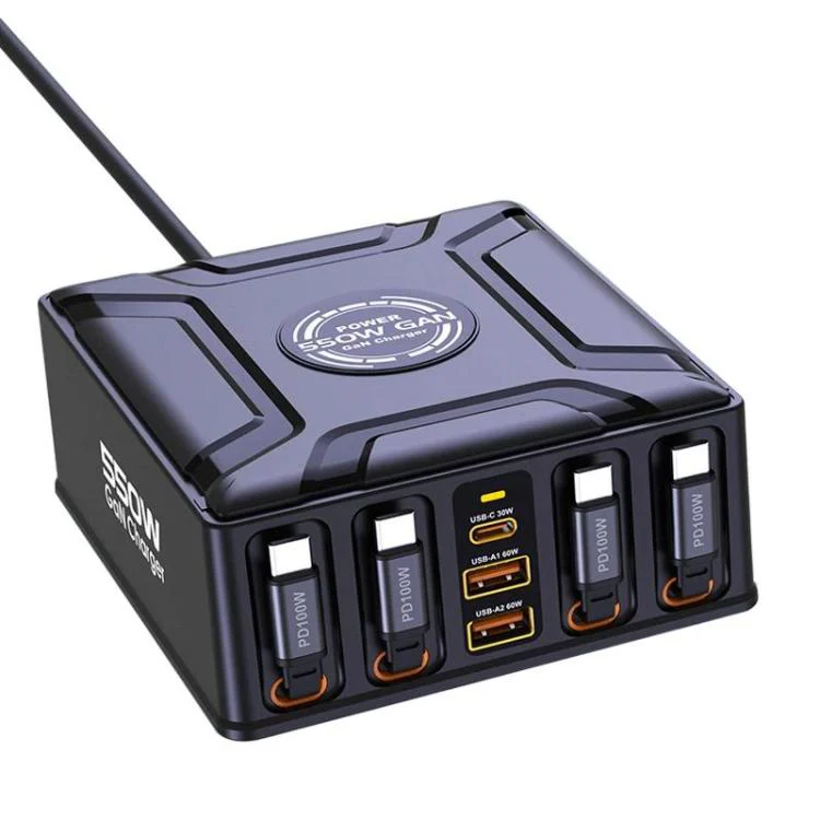 550W USB-C GaN Super Fast Charging Multi-Port Retractable Cable Charger(Kor Plug)