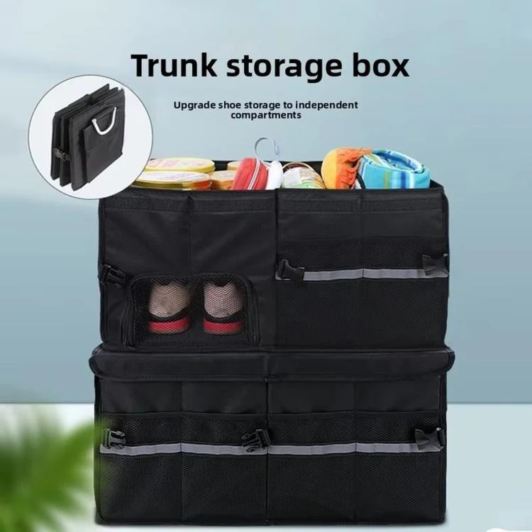 55L Car Trunk Storage Box Shoe Storage Essentials(With Shoes Storage Slot Black) - Image 4
