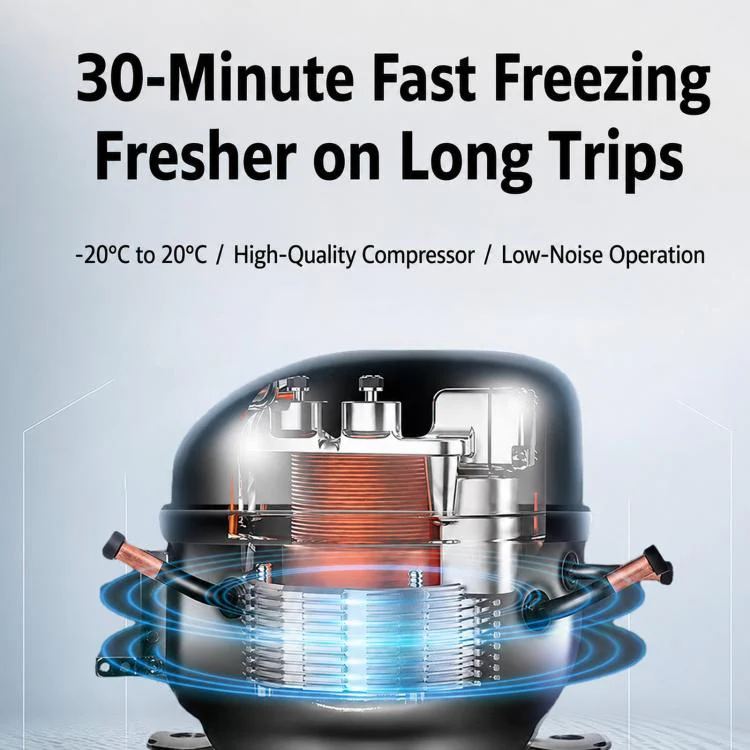 55L Portable Compressor Car Fridge Dual Temperature Control Vehicle Refrigerator With Wheels - Image 9