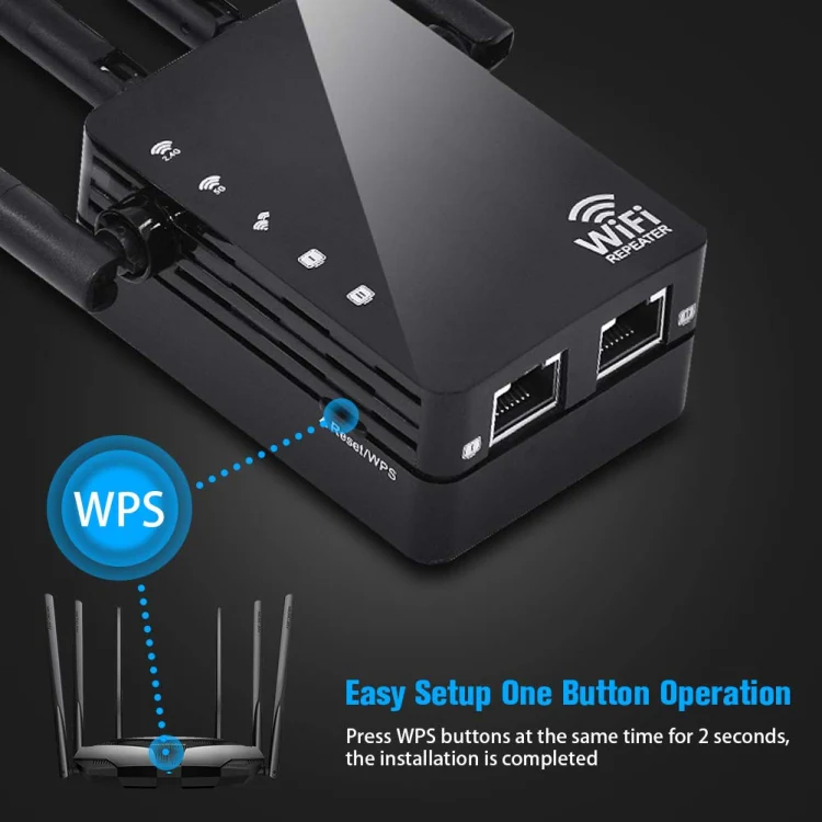 5G/2.4G 1200Mbps WiFi Range Extender WiFi Repeater With 2 Ethernet Ports US Plug Black - Image 8