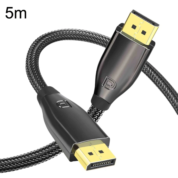 5m 1.4 Version DP Cable Gold-Plated Interface 8K High-Definition Display Computer Cable OD6.0MM 30AWG With Nylon Mesh(Black)