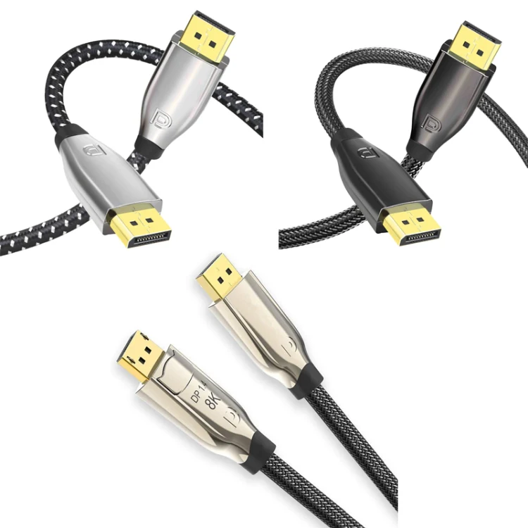 5m 1.4 Version DP Cable Gold-Plated Interface 8K High-Definition Display Computer Cable OD6.0MM 30AWG With Nylon Mesh(Black) - Image 2