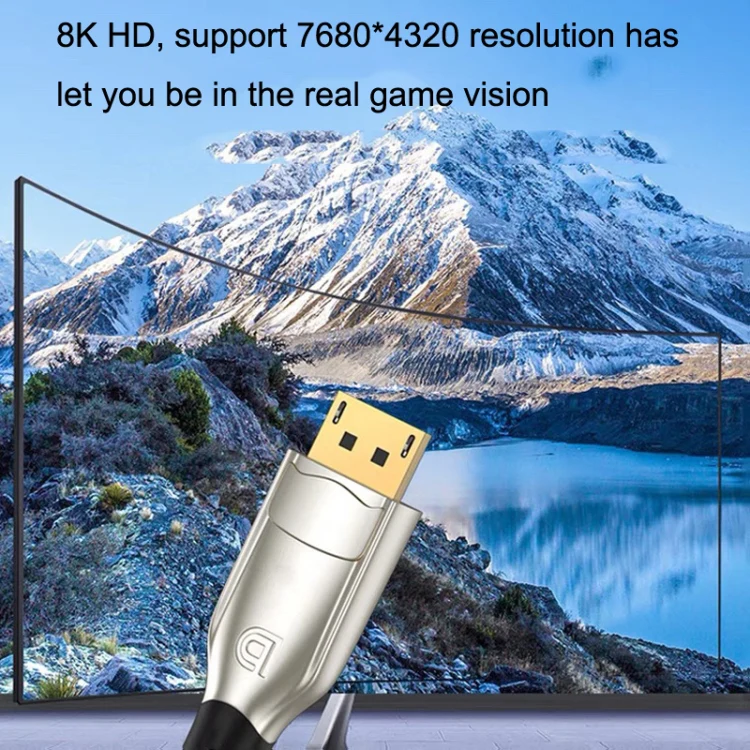 5m 1.4 Version DP Cable Gold-Plated Interface 8K High-Definition Display Computer Cable OD6.0MM 30AWG With Nylon Mesh(Black) - Image 4